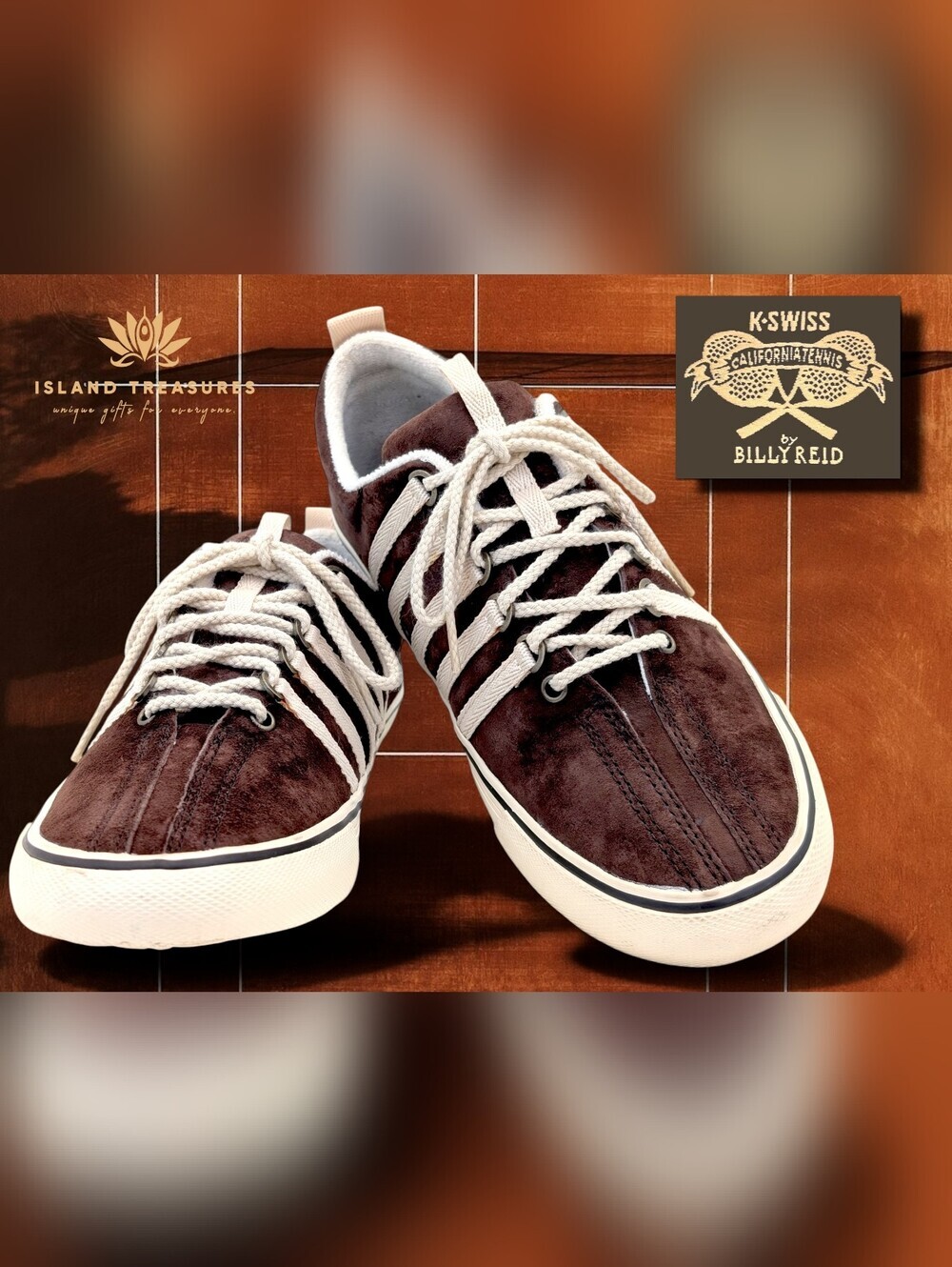 Rare K-Swiss By Bill Reid Men's Size 8M Chocolate Suede/Canvas Low-Top Sneakers